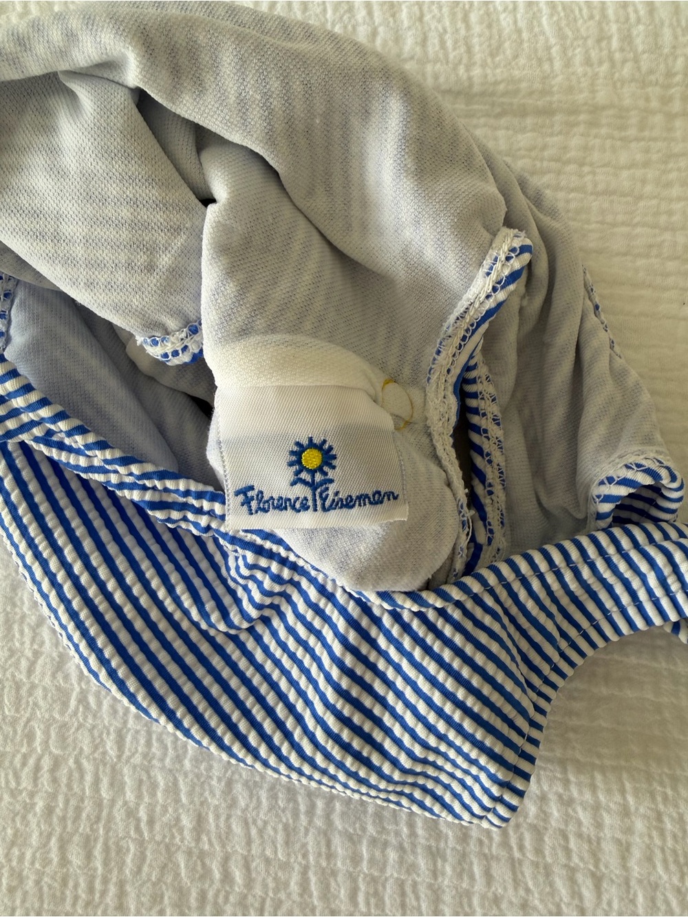 Florence Eiseman Blue & White Striped One-Piece Swimsuit with Daisy Appliqués - Picture 3 of 3